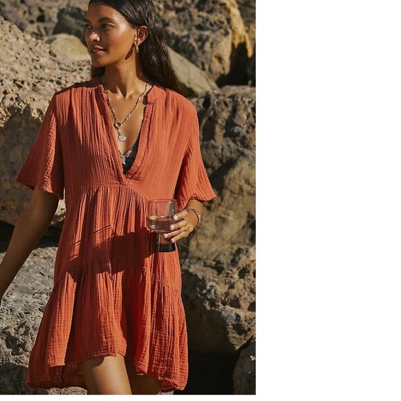 Anthropologie Dresses & Skirts - Anthropologie The Kallie Flowy Tunic Dress size M brown color new with tag nwt